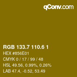 カラーコード: RGB 133.7 110.6 1 | qconv.com