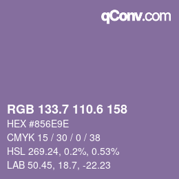カラーコード: RGB 133.7 110.6 158 | qconv.com