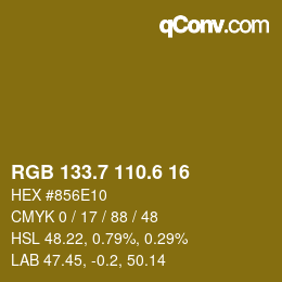 カラーコード: RGB 133.7 110.6 16 | qconv.com