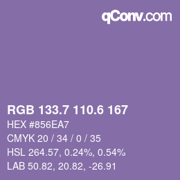 カラーコード: RGB 133.7 110.6 167 | qconv.com