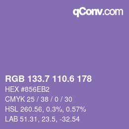 カラーコード: RGB 133.7 110.6 178 | qconv.com
