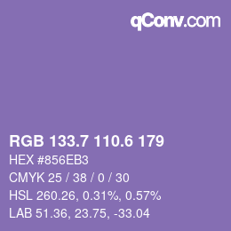 カラーコード: RGB 133.7 110.6 179 | qconv.com
