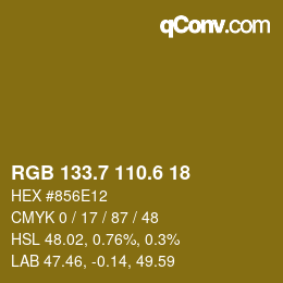 カラーコード: RGB 133.7 110.6 18 | qconv.com