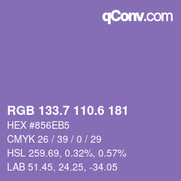 カラーコード: RGB 133.7 110.6 181 | qconv.com