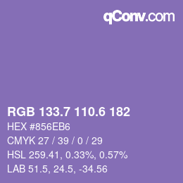カラーコード: RGB 133.7 110.6 182 | qconv.com