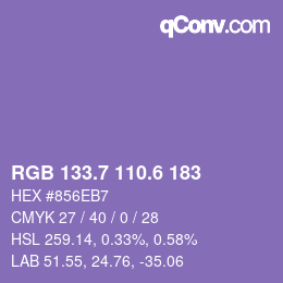 カラーコード: RGB 133.7 110.6 183 | qconv.com