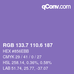 カラーコード: RGB 133.7 110.6 187 | qconv.com