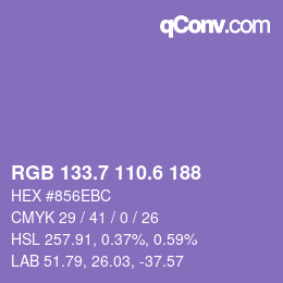 カラーコード: RGB 133.7 110.6 188 | qconv.com