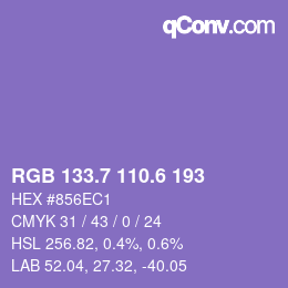 カラーコード: RGB 133.7 110.6 193 | qconv.com