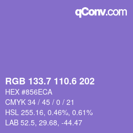 カラーコード: RGB 133.7 110.6 202 | qconv.com
