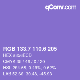 カラーコード: RGB 133.7 110.6 205 | qconv.com