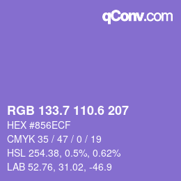 カラーコード: RGB 133.7 110.6 207 | qconv.com