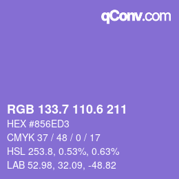 カラーコード: RGB 133.7 110.6 211 | qconv.com