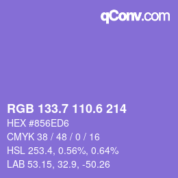 カラーコード: RGB 133.7 110.6 214 | qconv.com
