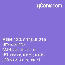 カラーコード: RGB 133.7 110.6 215 | qconv.com