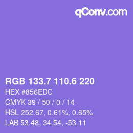 カラーコード: RGB 133.7 110.6 220 | qconv.com