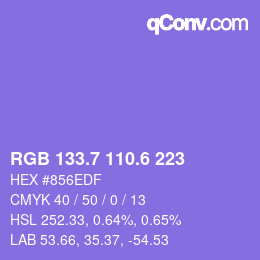 カラーコード: RGB 133.7 110.6 223 | qconv.com