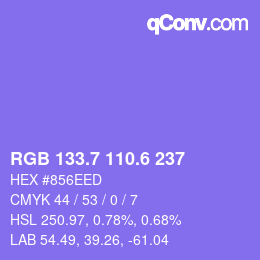 カラーコード: RGB 133.7 110.6 237 | qconv.com