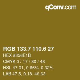 カラーコード: RGB 133.7 110.6 27 | qconv.com