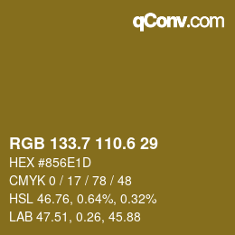 カラーコード: RGB 133.7 110.6 29 | qconv.com
