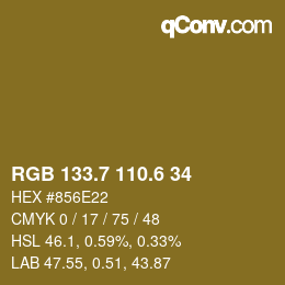 カラーコード: RGB 133.7 110.6 34 | qconv.com