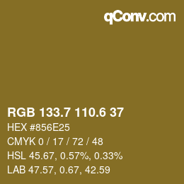 カラーコード: RGB 133.7 110.6 37 | qconv.com