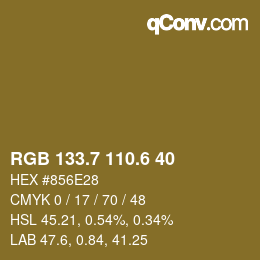 カラーコード: RGB 133.7 110.6 40 | qconv.com