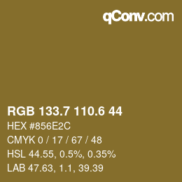 カラーコード: RGB 133.7 110.6 44 | qconv.com