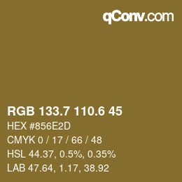 カラーコード: RGB 133.7 110.6 45 | qconv.com
