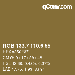 カラーコード: RGB 133.7 110.6 55 | qconv.com