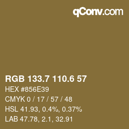 カラーコード: RGB 133.7 110.6 57 | qconv.com