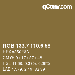 カラーコード: RGB 133.7 110.6 58 | qconv.com