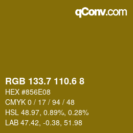 カラーコード: RGB 133.7 110.6 8 | qconv.com