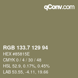 カラーコード: RGB 133.7 129 94 | qconv.com