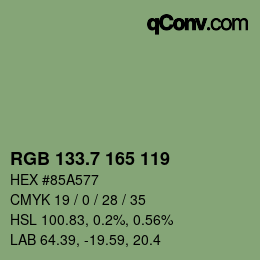 カラーコード: RGB 133.7 165 119 | qconv.com