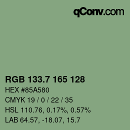 カラーコード: RGB 133.7 165 128 | qconv.com