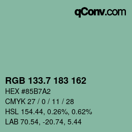カラーコード: RGB 133.7 183 162 | qconv.com