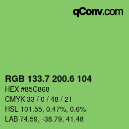 カラーコード: RGB 133.7 200.6 104 | qconv.com