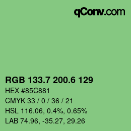 カラーコード: RGB 133.7 200.6 129 | qconv.com