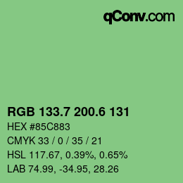 カラーコード: RGB 133.7 200.6 131 | qconv.com