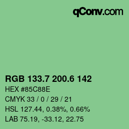 カラーコード: RGB 133.7 200.6 142 | qconv.com