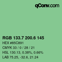 カラーコード: RGB 133.7 200.6 145 | qconv.com