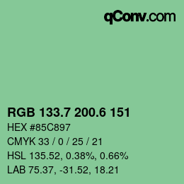 カラーコード: RGB 133.7 200.6 151 | qconv.com