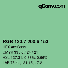 カラーコード: RGB 133.7 200.6 153 | qconv.com