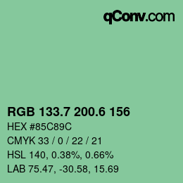 カラーコード: RGB 133.7 200.6 156 | qconv.com