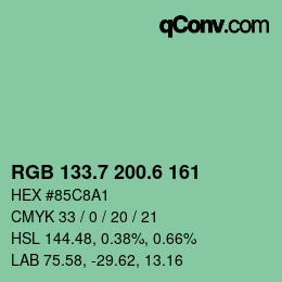 カラーコード: RGB 133.7 200.6 161 | qconv.com