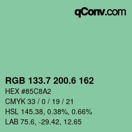 カラーコード: RGB 133.7 200.6 162 | qconv.com