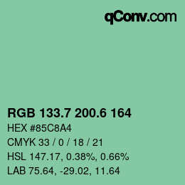 カラーコード: RGB 133.7 200.6 164 | qconv.com