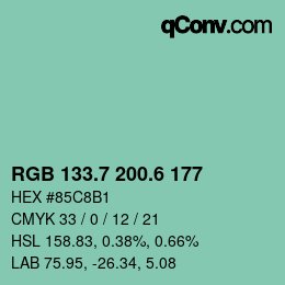 カラーコード: RGB 133.7 200.6 177 | qconv.com