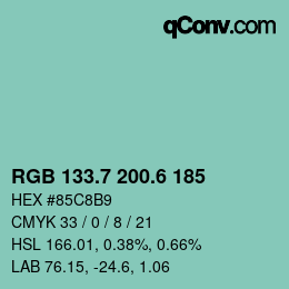 カラーコード: RGB 133.7 200.6 185 | qconv.com
